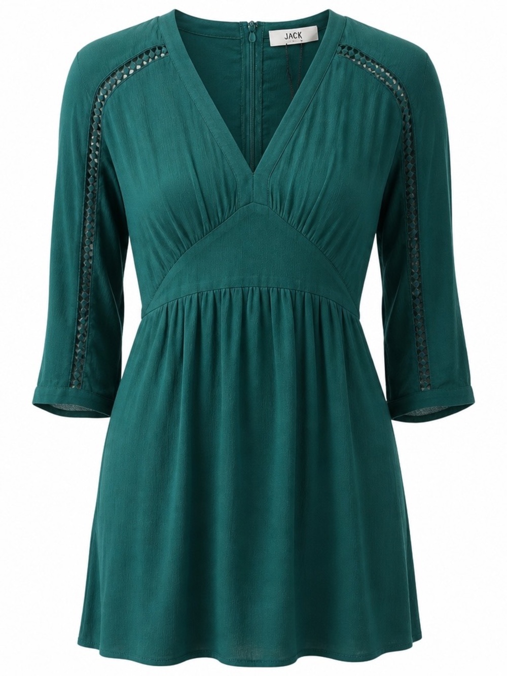 BB Dakota dark green V-Neck Tunic with Lace Insets